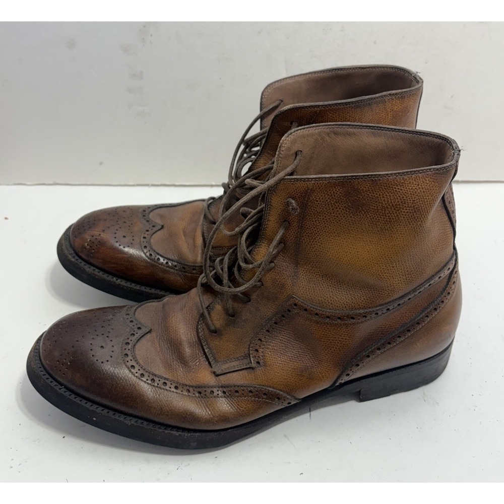 Vintage Magnanni Wingtip Dress Boots Brown Leather Ankle Chukka 3316 SZ 12 M